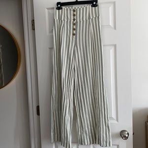 High Waist Wide Leg Button Pant